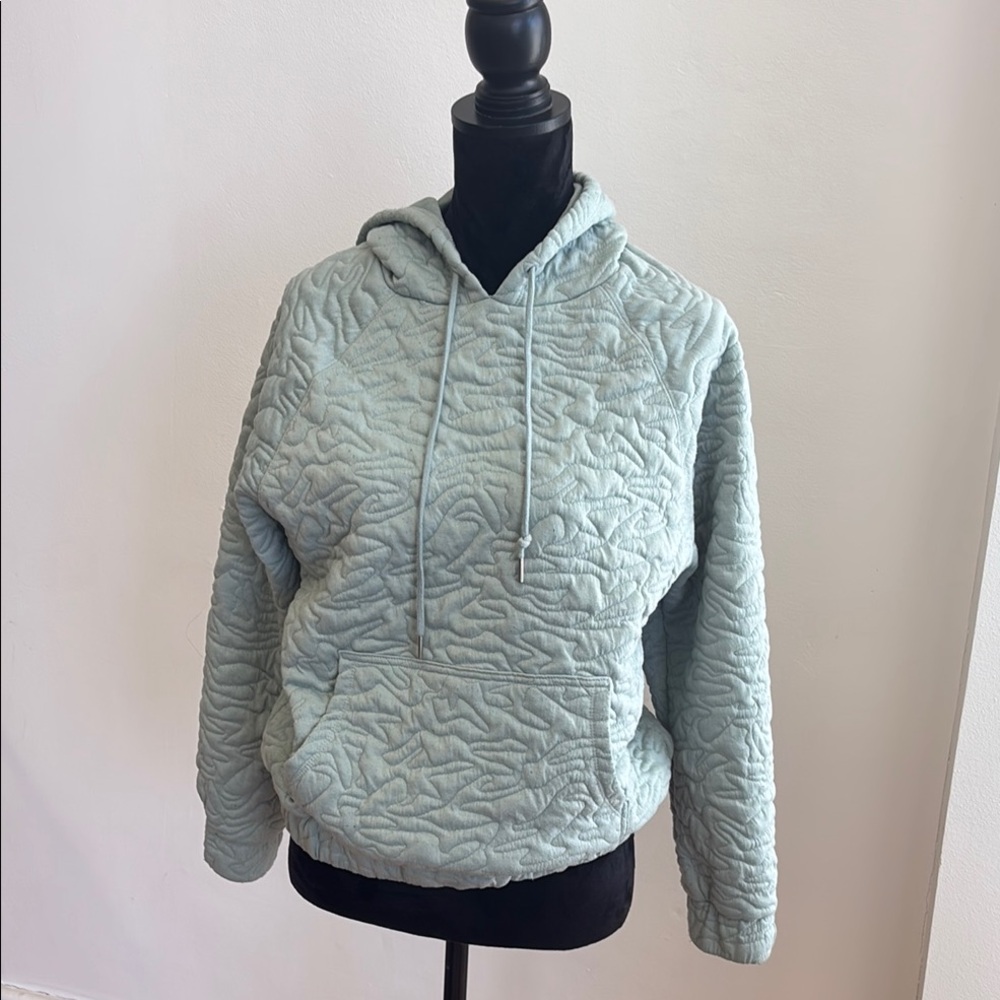 Quilted Light Blue Hoodie